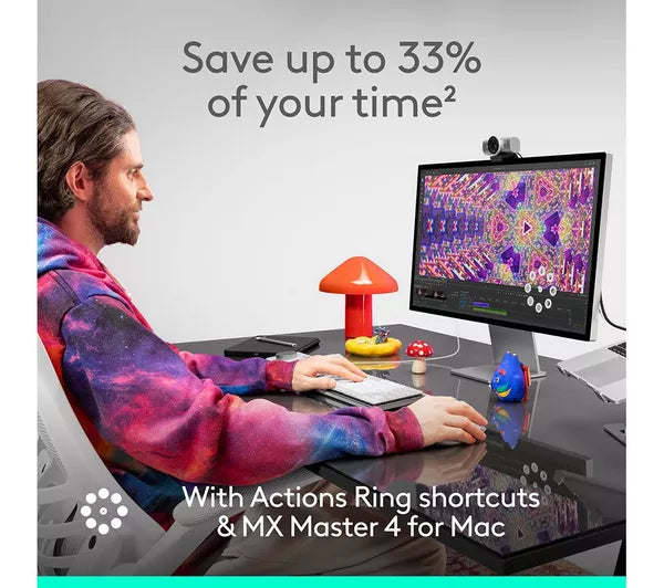 Logitech MX Master 4 Wireless Mouse for Mac – 8K DPI, MagSpeed Scroll, USB‑C, White Silver