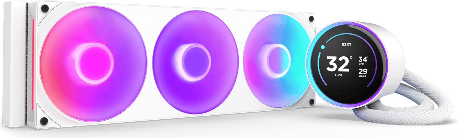 NZXT Kraken Elite 360 RGB White Liquid CPU Cooler – LCD Display, 360mm AIO