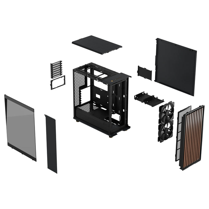 Fractal Design North Charcoal Black, Wood Walnut front ATX Mid Tower PC Gaming Case