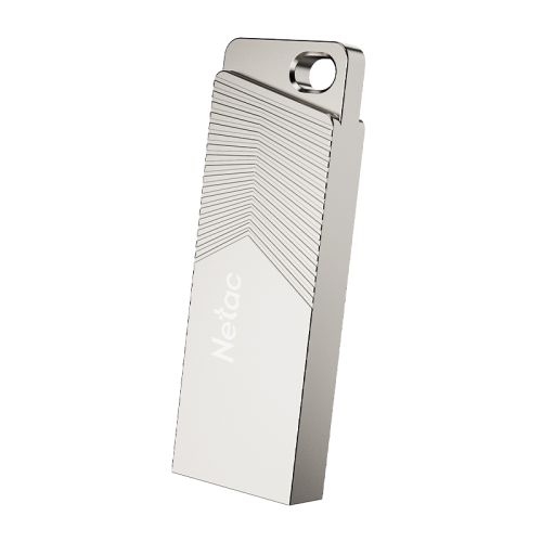 Netac 32GB Flash Drive UM1 USB 3.2 Memory Pen, Zinc Alloy Casing, Key Ring, Pearl Nickel Colour