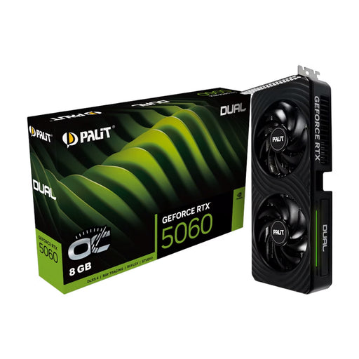 Palit GeForce RTX 5060 Dual OC 8GB GDDR7 dual‑fan PCIe 5.0 gaming graphics card.