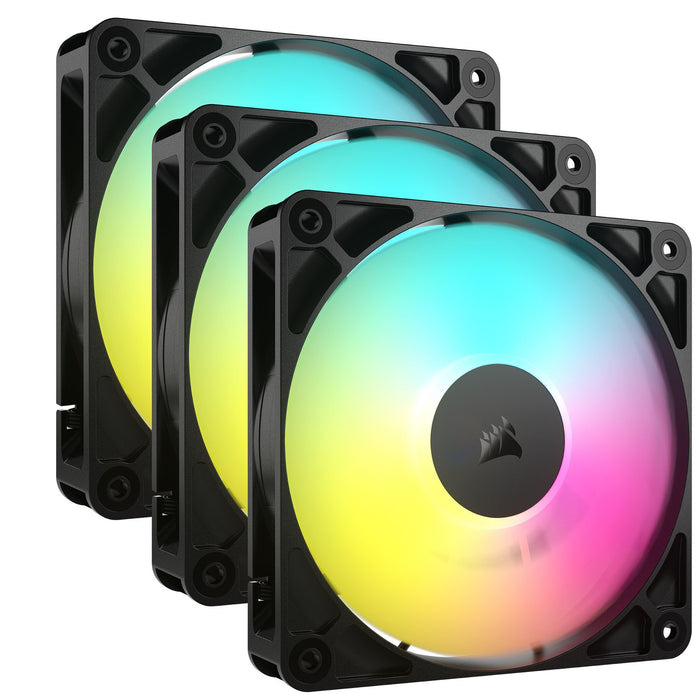 CORSAIR RS120 ARGB 120mm PWM Fans Triple Pack Black – Daisy-Chain ARGB Cooling Fans