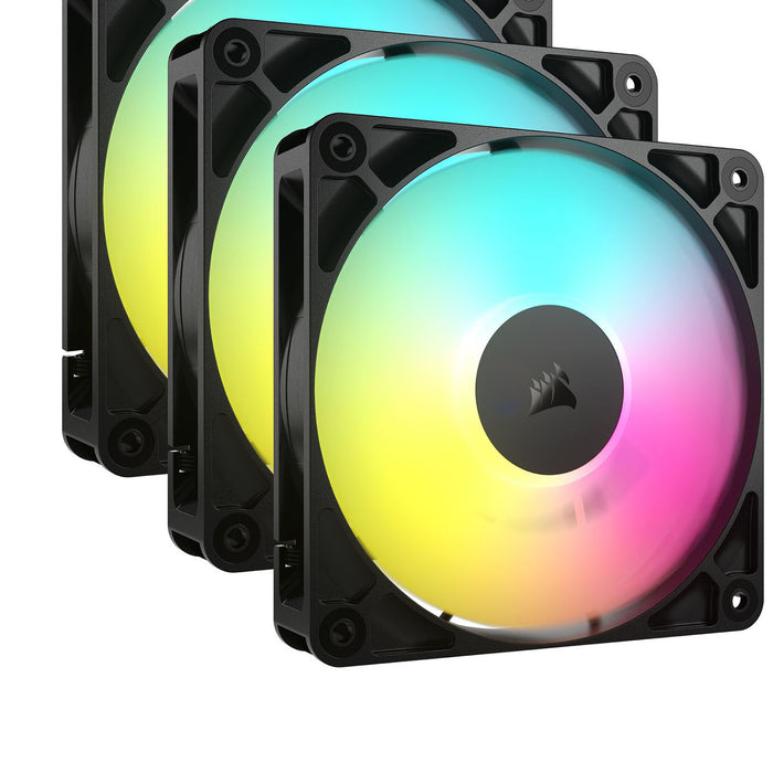 CORSAIR RS120 ARGB 120mm PWM Fans Triple Pack Black – Daisy-Chain ARGB Cooling Fans