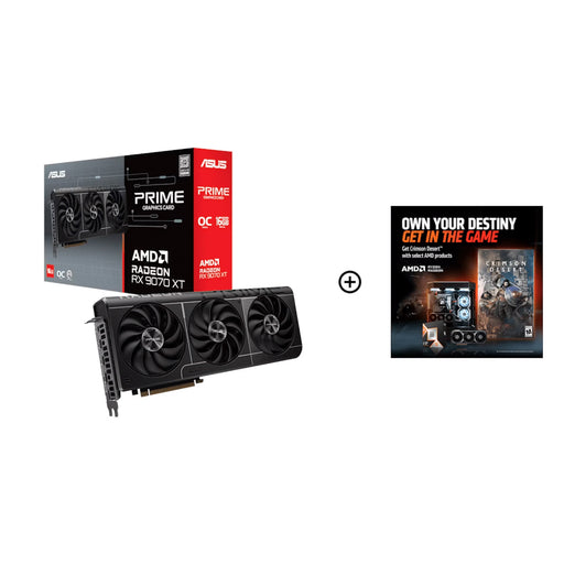 ASUS Radeon RX 9070 XT Prime OC 16GB GDDR6 triple‑fan PCIe 5.0 graphics card.