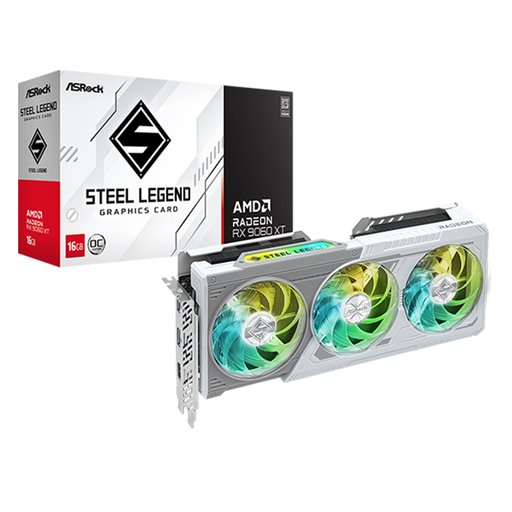 ASRock Steel Legend Radeon RX 9060 XT OC graphics card with 8GB GDDR6 and 4K support.