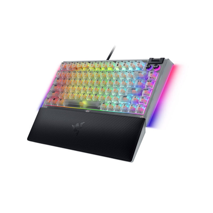 Razer BlackWidow V4 75% Phantom White mechanical gaming keyboard.