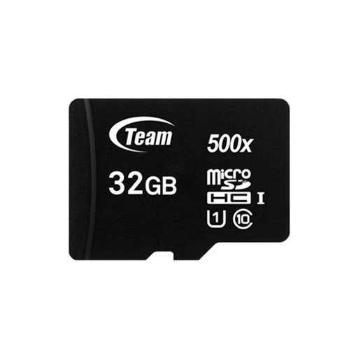 Team 32GB Micro SDHC Class 10 UHS‑I memory card with full‑size SD adapter.