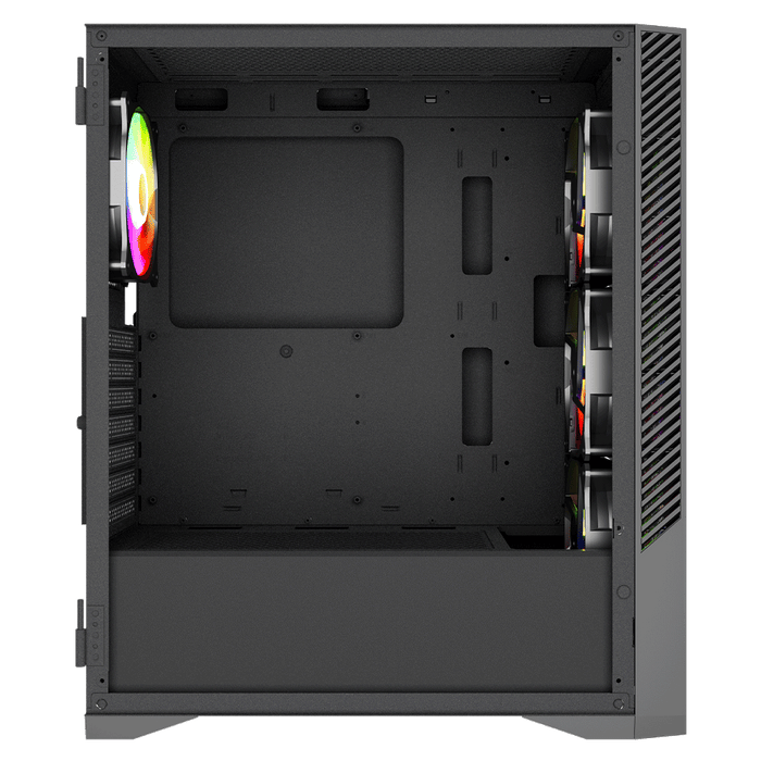 VIDA Typhoon Black ARGB Gaming Case w, Glass Window, ATX, Mesh Front, 4x ARGB Fans