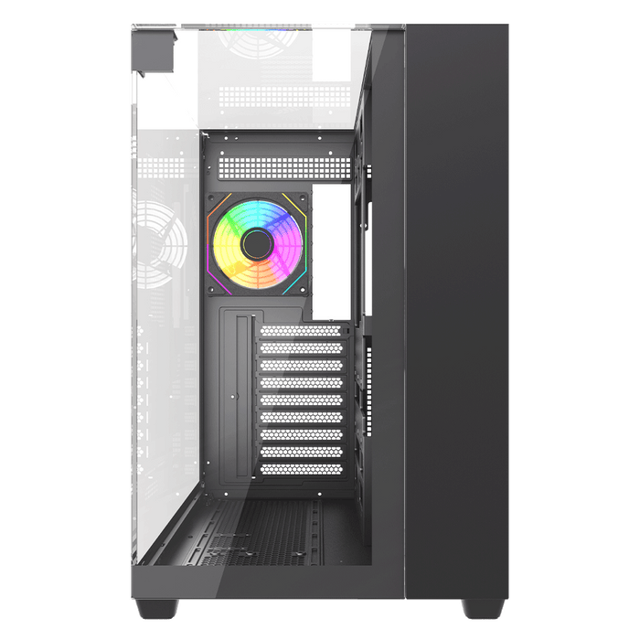 VIDA Visio Black ARGB Gaming Cube Case, ATX, 4x ARGB Fans, 6-Port Fan Hub and Remote Control