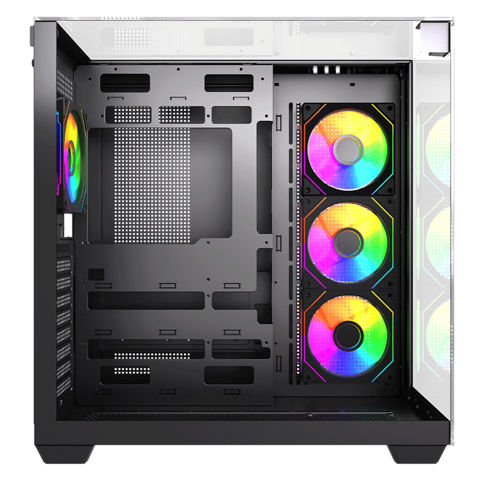 VIDA Visio Black ARGB Gaming Cube Case, ATX, 4x ARGB Fans, 6-Port Fan Hub and Remote Control