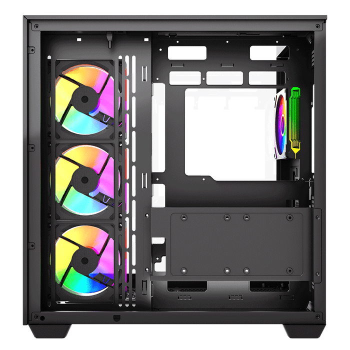 VIDA Visio Black ARGB Gaming Cube Case, ATX, 4x ARGB Fans, 6-Port Fan Hub and Remote Control