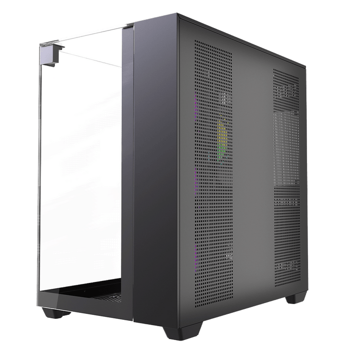 VIDA Visio Black ARGB Gaming Cube Case, ATX, 4x ARGB Fans, 6-Port Fan Hub and Remote Control