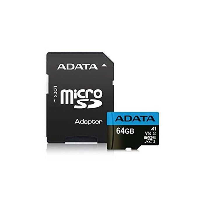 ADATA 64GB microSDHC Class 10 UHS‑I memory card.