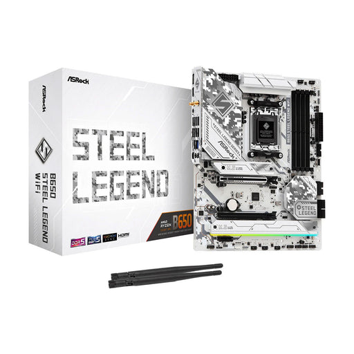 Steel Legend ATX B650 AMD Gaming Motherboard RGB, White.