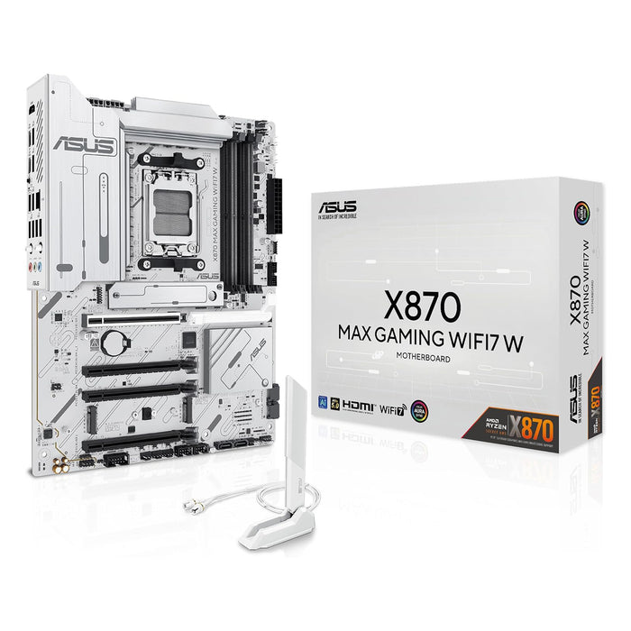 ASUS X870 Max Gaming WIFI 7 W AMD AM5 DDR5 PCIe 5.0 ATX Motherboard, White