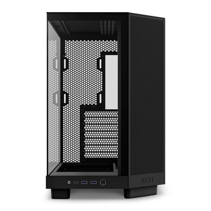 NZXT H6 Flow ATX Gaming PC Case Black, Compact Dual Chamber Tempered Glass, Desktop Computer Mid Tower
