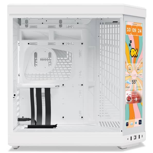 Hyte Y70 Touch Infinite Snow White E‑ATX PC Case with 14.9" Display