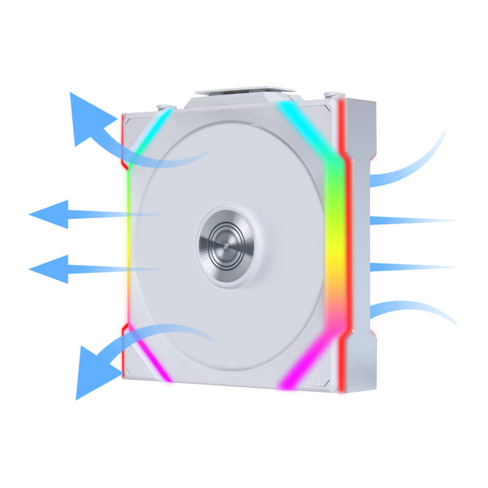 Lian Li UNI FAN SL Wireless RGB 120mm Reverse Flow Fan White – ARGB PWM, 2000RPM