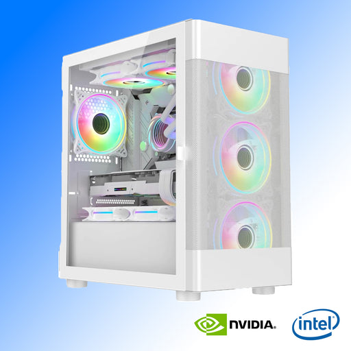 white built gaming desktop PC, cheap price computer