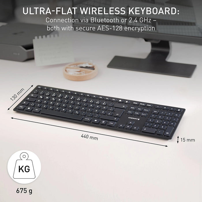 CHERRY KW 9100 SLIM Wireless Keyboard – Bluetooth / 2.4GHz RF, UK QWERTY, Rechargeable