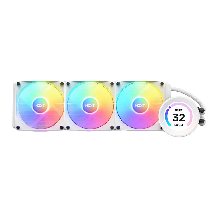 NZXT Kraken Elite 360 RGB White CPU Liquid Cooler, LCD Display, All in one, 3x F120 RGB Core Fans, Hydro Cooler