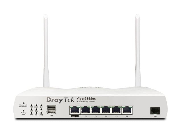 Draytek Vigor 2865ax Wi‑Fi 6 Router – VDSL2/ADSL2+ Modem, Dual‑WAN, VPN, AX3000