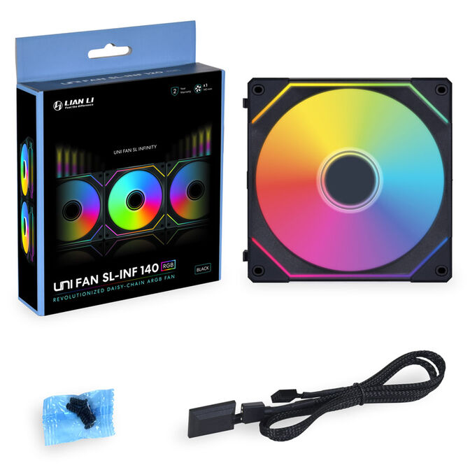 Lian Li UNI SL140 INF Reverse ARGB 140mm Fan Black – Infinity Mirror PWM Cooling Fan