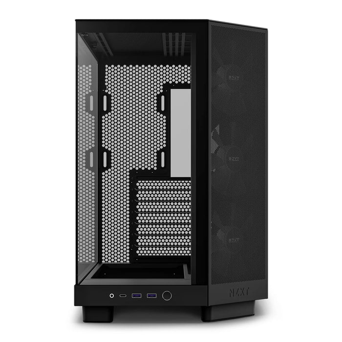 NZXT H6 Flow RGB Black ATX Gaming PC Case, Compact Dual Chamber Tempered Glass Mid Tower Desktop Case