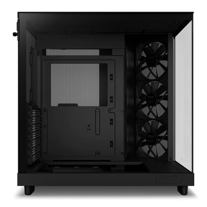 NZXT H6 Flow ATX Gaming PC Case Black, Compact Dual Chamber Tempered Glass, Desktop Computer Mid Tower