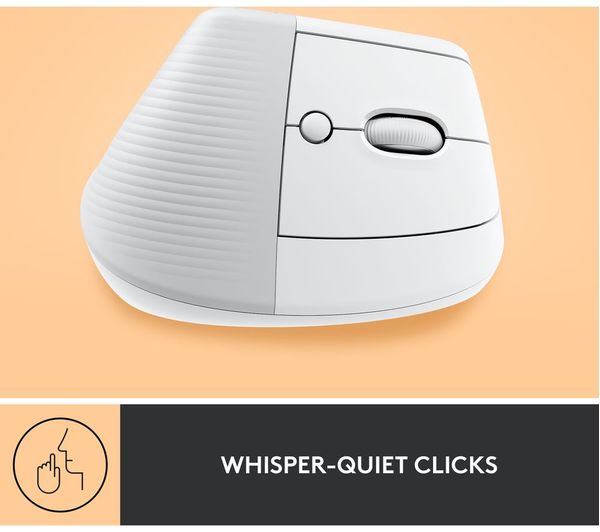 Logitech Lift Vertical Ergonomic Wireless Mouse – 57° Design, Quiet Clicks, Bluetooth, White