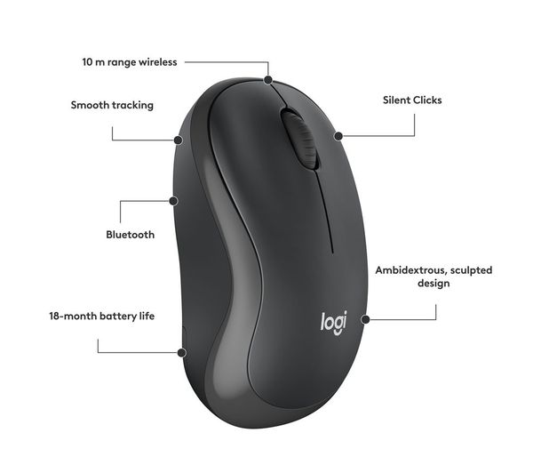Logitech M240 Silent Wireless Mouse – Bluetooth, 4000 DPI, Quiet Clicks