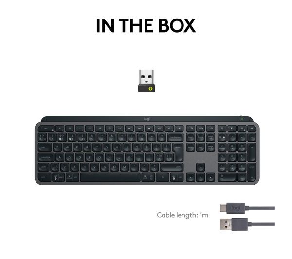 Logitech MX Keys S Wireless Keyboard – Smart Backlight, USB‑C, Multi‑Device, Black