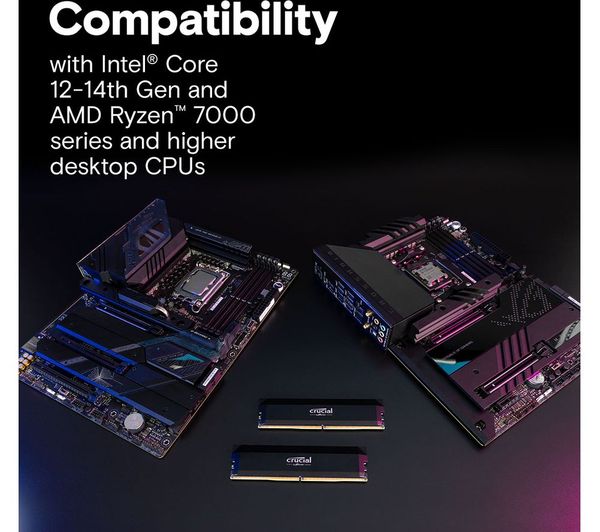 Crucial Pro 32GB Memory Kit (2 x 16GB) 6000MHz DDR5 RAM, Overclocking Gaming CL36