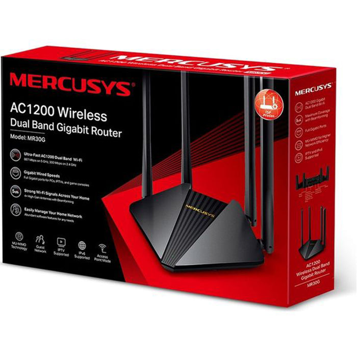 Mercusys AC1200 Dual‑Band Gigabit Wi‑Fi Router – Wi‑Fi 5, 867 Mbps + 300 Mbps