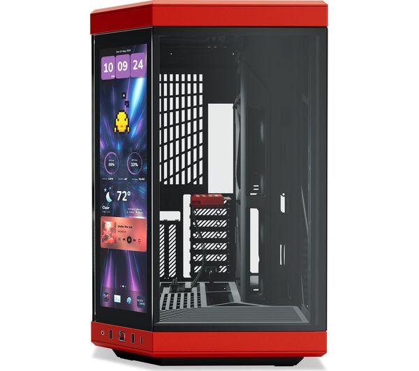 Hyte Y70 Touch Infinite Black Cherry E‑ATX PC Case with 14.9" Display
