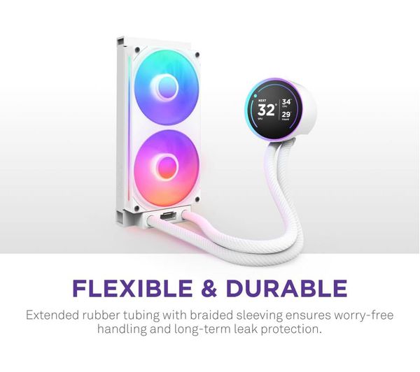 NZXT Kraken Elite 240 RGB White Liquid CPU Cooler – LCD Display, High‑Performance 240mm