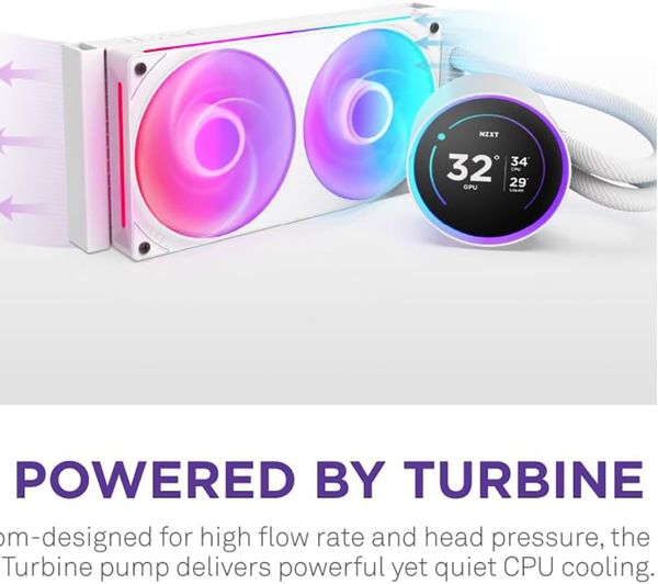 NZXT Kraken Elite 240 RGB White Liquid CPU Cooler – LCD Display, High‑Performance 240mm
