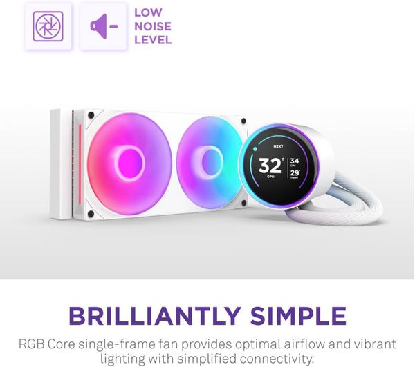 NZXT Kraken Elite 240 RGB White Liquid CPU Cooler – LCD Display, High‑Performance 240mm