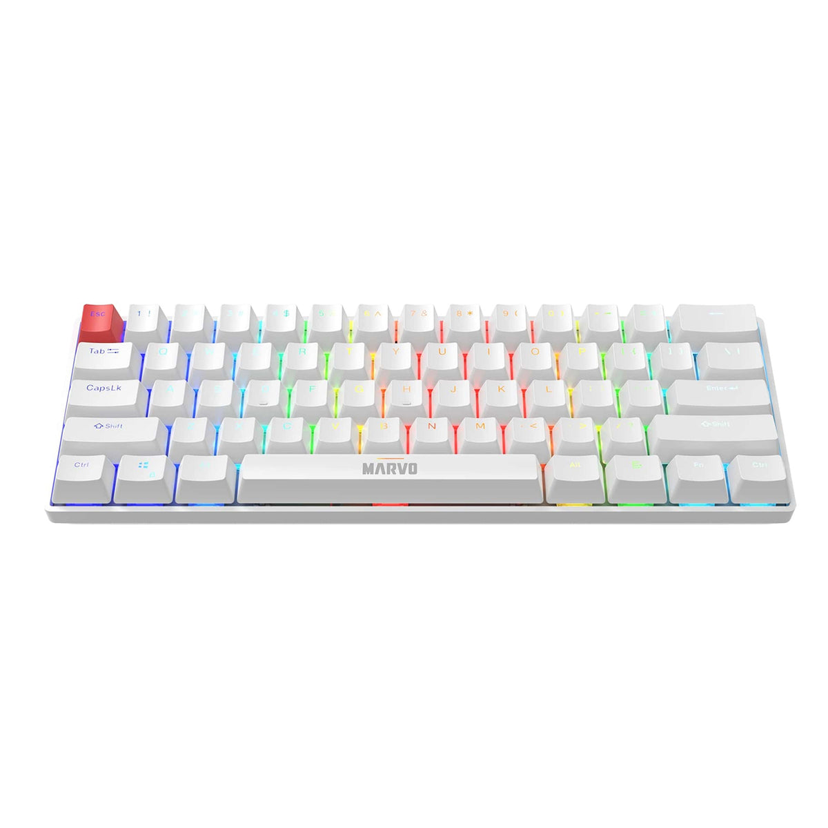 Marvo 60% Mechanical Gaming Keyboard Wired RGB, UK, White — Epsilon PC