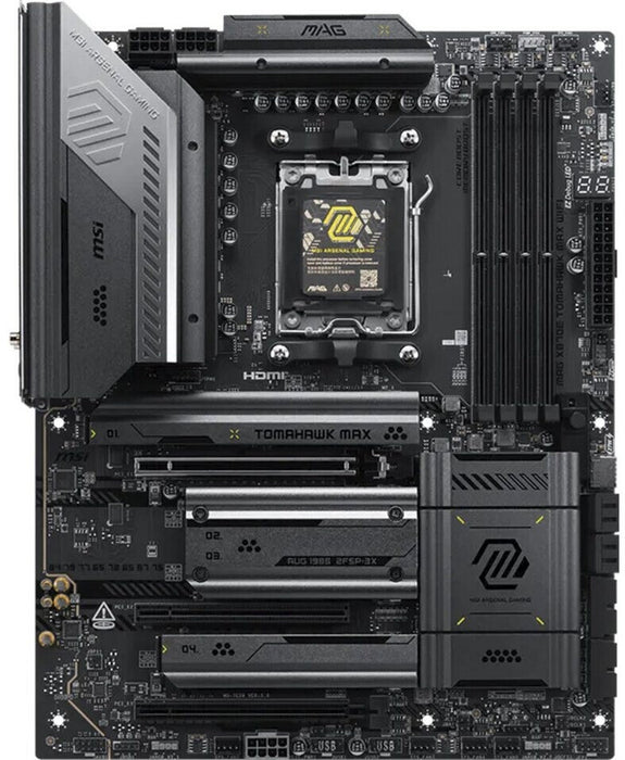 MSI MAG X870E TOMAHAWK MAX WIFI ATX AM5 motherboard with PCIe 5.0, Wi‑Fi 7, and DDR5 support