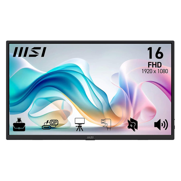 Écran Portable MSI Pro MP165 E6 15.6" Full HD IPS - Léger (780g), USB-C, HDMI - Parfait Comme 2ème écran Nomade