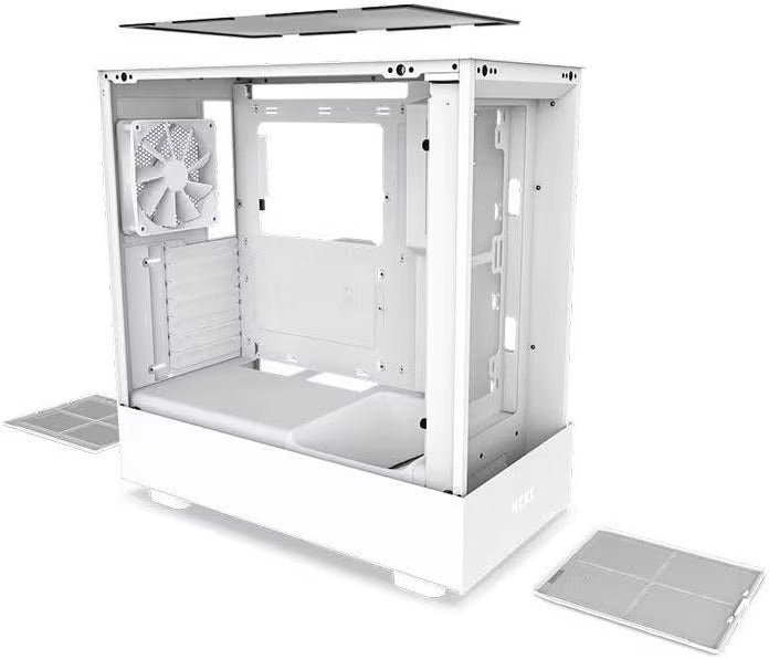 NZXT H5 Flow White ATX Gaming PC Case, Mid Tower, Tempered Glass, Desktop Computer Tower