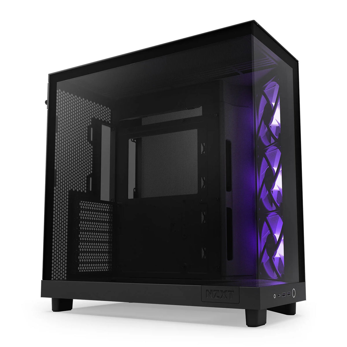 Rgb Computer Case Small NZXT H6 Flow RGB Black ATX Gaming PC Case, Compact Dual Chamber Mid ...