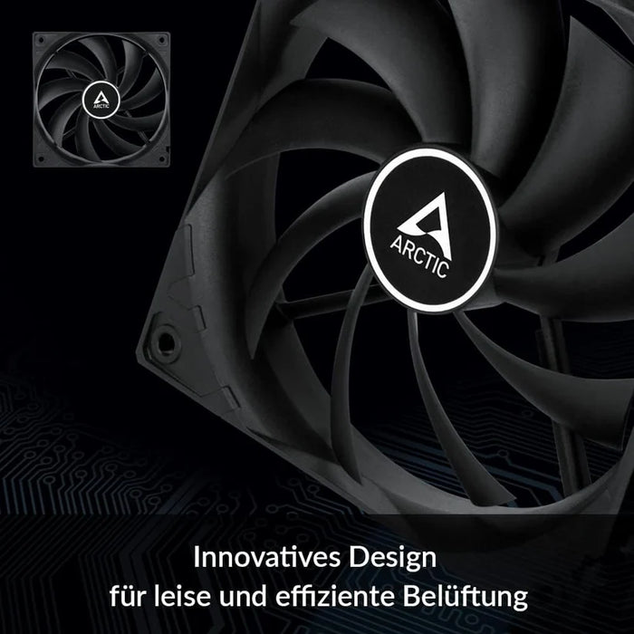 ARCTIC F12 120mm Case Fan 5‑Pack – Low Noise, 1350 RPM, Black