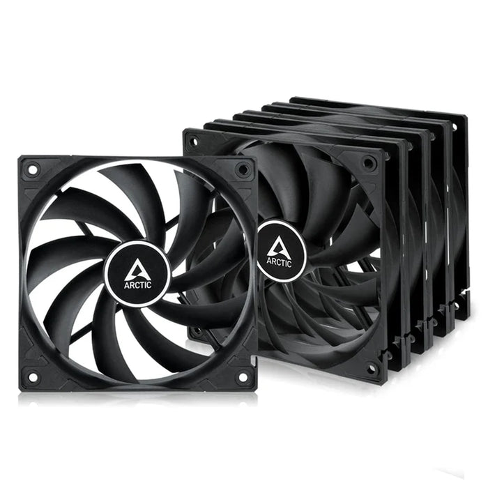 ARCTIC F12 120mm Case Fan 5‑Pack – Low Noise, 1350 RPM, Black