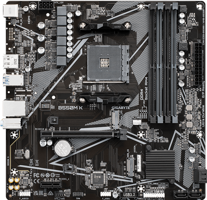 Gigabyte B550M K DDR4 Micro‑ATX AM4 Motherboard | PCIe 4.0 Ready