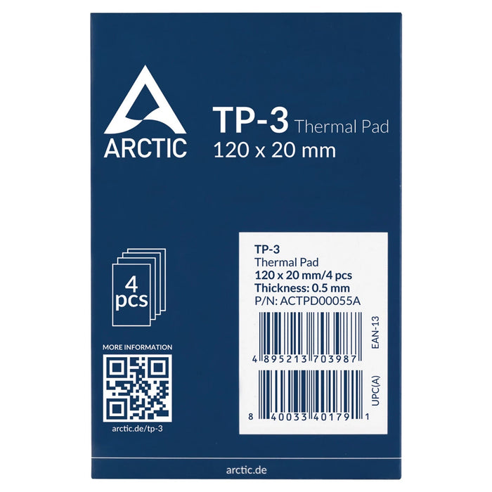 ARCTIC TP‑3 Premium Thermal Pad 120×20×0.5mm – 4‑Pack High‑Performance