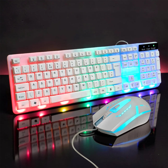 Builders Choice GK100‑W‑B Gaming Keyboard & Mouse Combo – White, RGB, Full‑Size