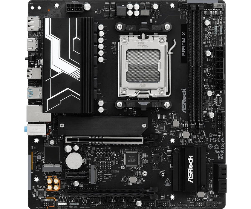 ASRock B850M‑X Micro‑ATX AM5 Motherboard – DDR5, PCIe 5.0, 2.5GbE