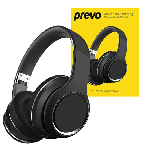 Prevo A6 ANC Black wireless earbuds with charging case and active noise cancellation